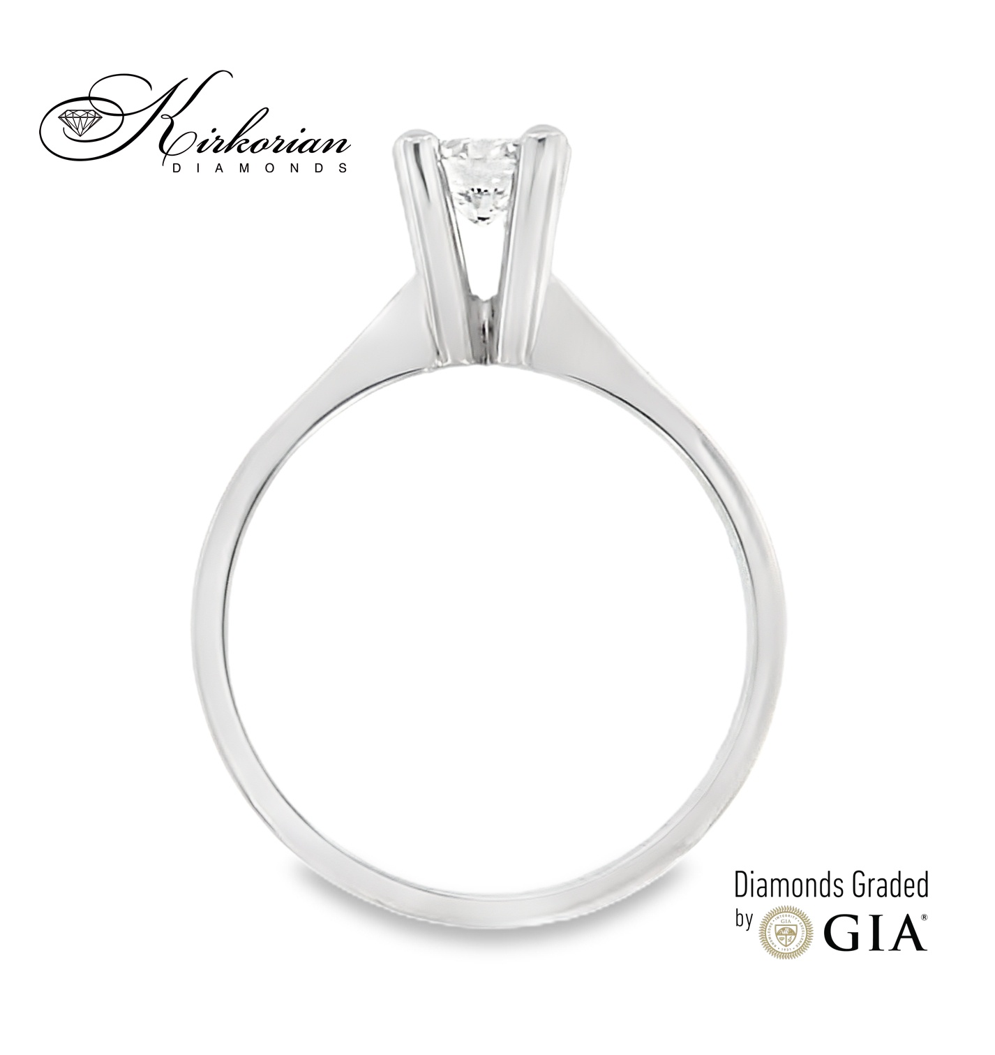 Елегантен годежен пръстен от бяло злато 18k с диамант 0.50ct E/VS2 GIA – код K649
