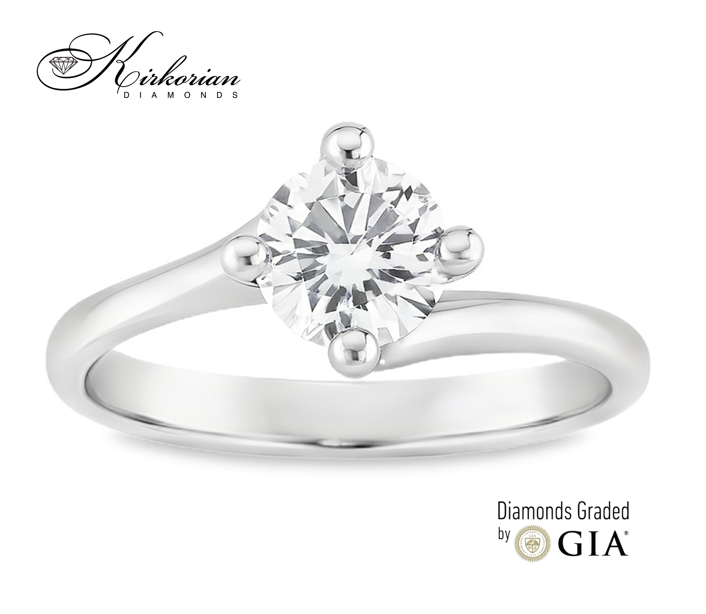 Уникален годежен пръстен от бяло злато 14k с диамант 0.80ct GIA – модел K650