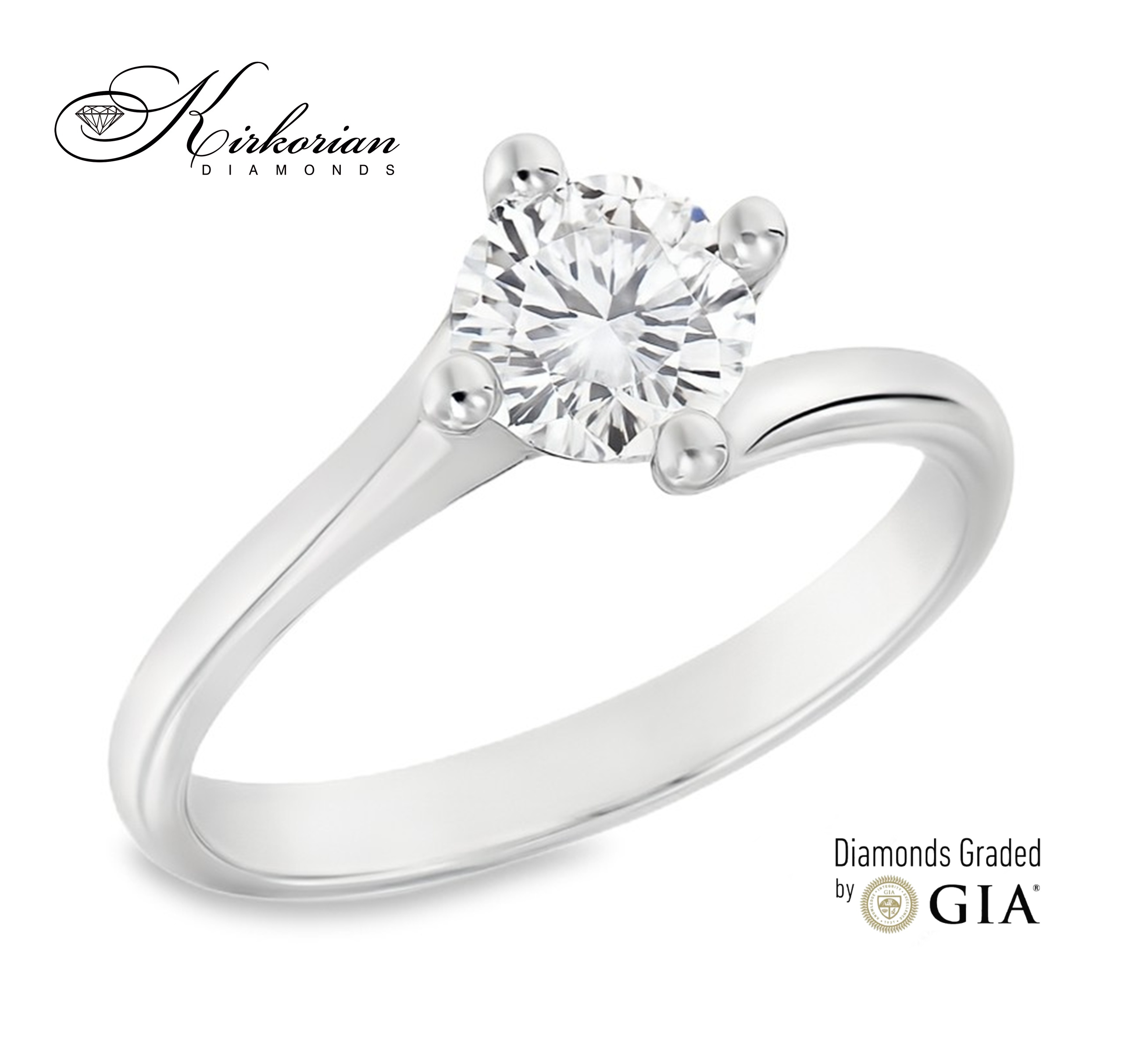 Уникален годежен пръстен от бяло злато 14k с диамант 0.80ct GIA – модел K650