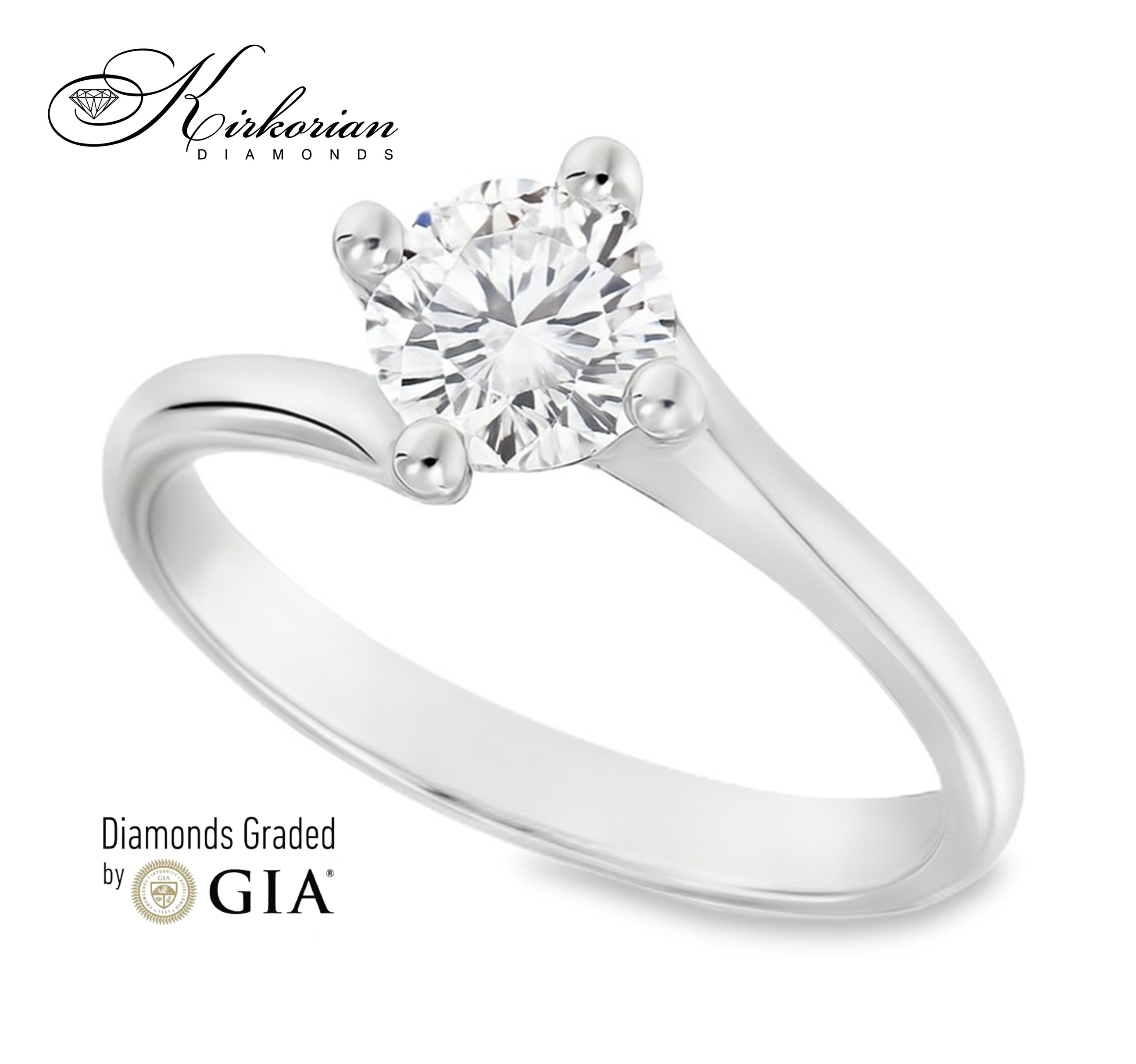 Уникален годежен пръстен от бяло злато 14k с диамант 0.80ct GIA – модел K650