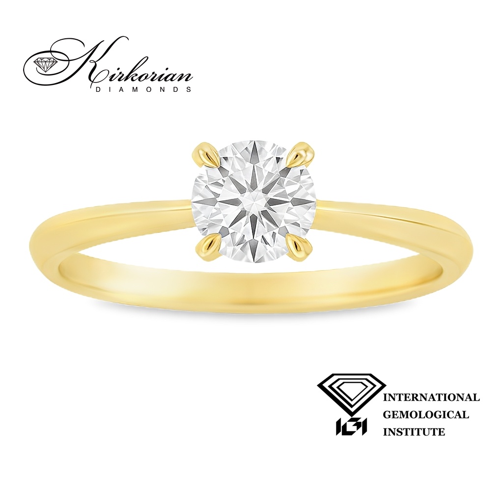 Изискан годежен пръстен от жълто злато 14k с диамант 0.50ct H VS1 IGI – модел K654B Изискан годежен пръстен от жълто злато 14k с диамант 0.50ct H VS1 IGI – модел K654B