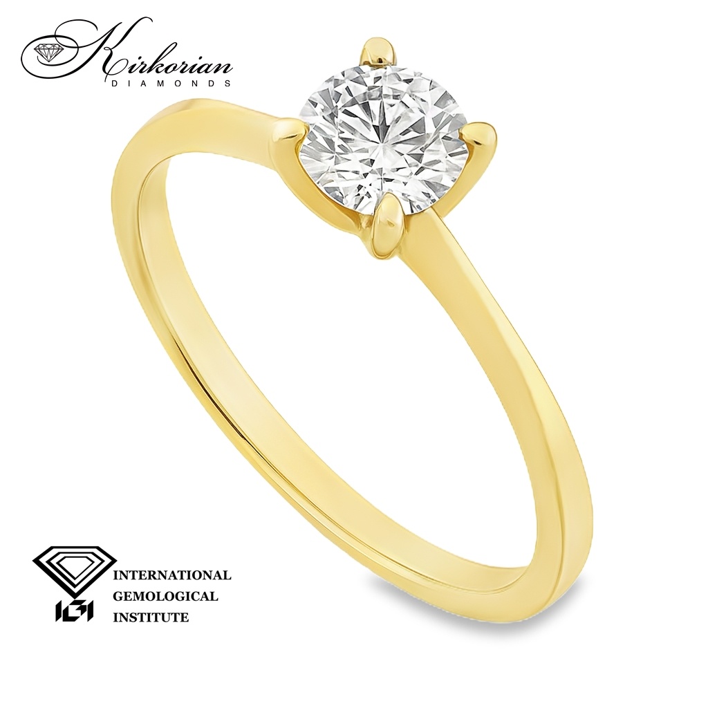 Изискан годежен пръстен от жълто злато 14k с диамант 0.50ct H VS1 IGI – модел K654B Изискан годежен пръстен от жълто злато 14k с диамант 0.50ct H VS1 IGI – модел K654B