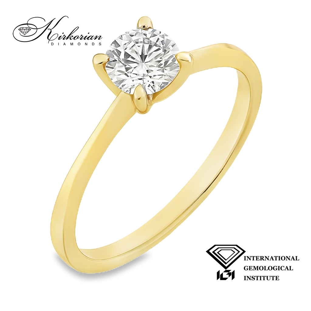 Изискан годежен пръстен от жълто злато 14k с диамант 0.50ct H VS1 IGI – модел K654B Изискан годежен пръстен от жълто злато 14k с диамант 0.50ct H VS1 IGI – модел K654B
