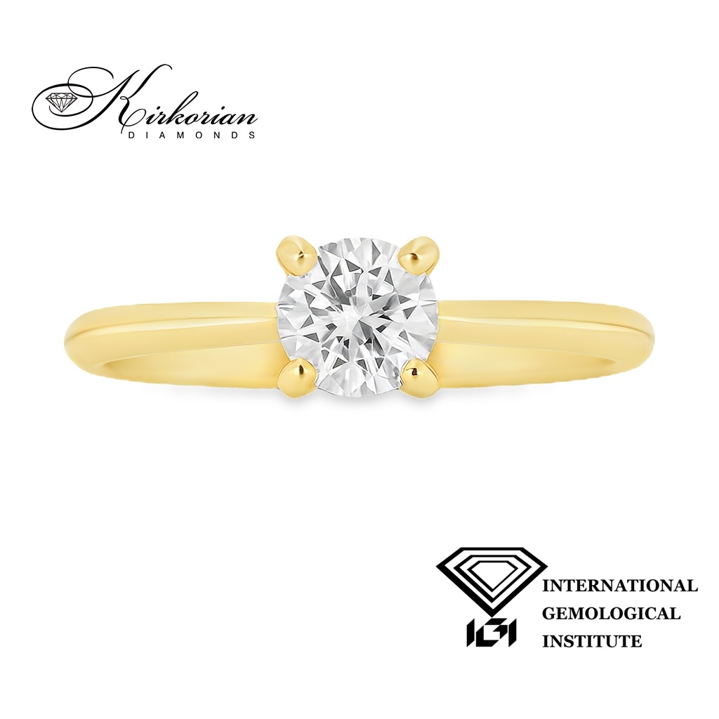 Изискан годежен пръстен от жълто злато 14k с диамант 0.50ct H VS1 IGI – модел K654B Изискан годежен пръстен от жълто злато 14k с диамант 0.50ct H VS1 IGI – модел K654B