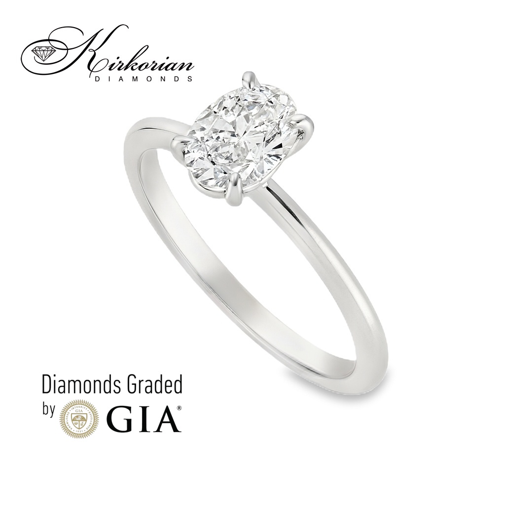 Годежен пръстен от бяло злато 14К с диамант 0.70 ct GIA – Овал VS2 | Цени от производител