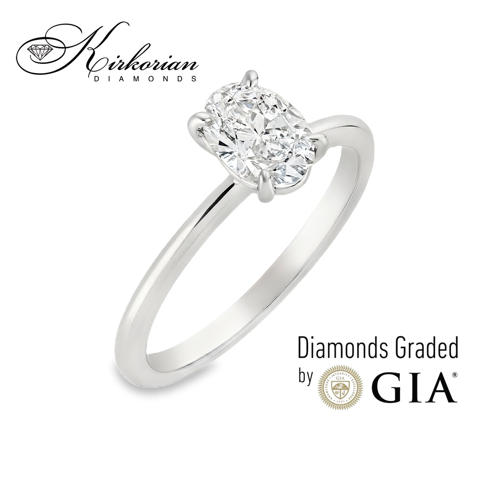 Годежен пръстен от бяло злато 14К с диамант 0.70 ct GIA – Овал VS2 | Цени от производител