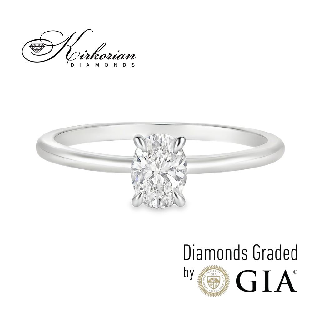 Годежен пръстен от бяло злато 14К с диамант 0.70 ct GIA – Овал VS2 | Цени от производител