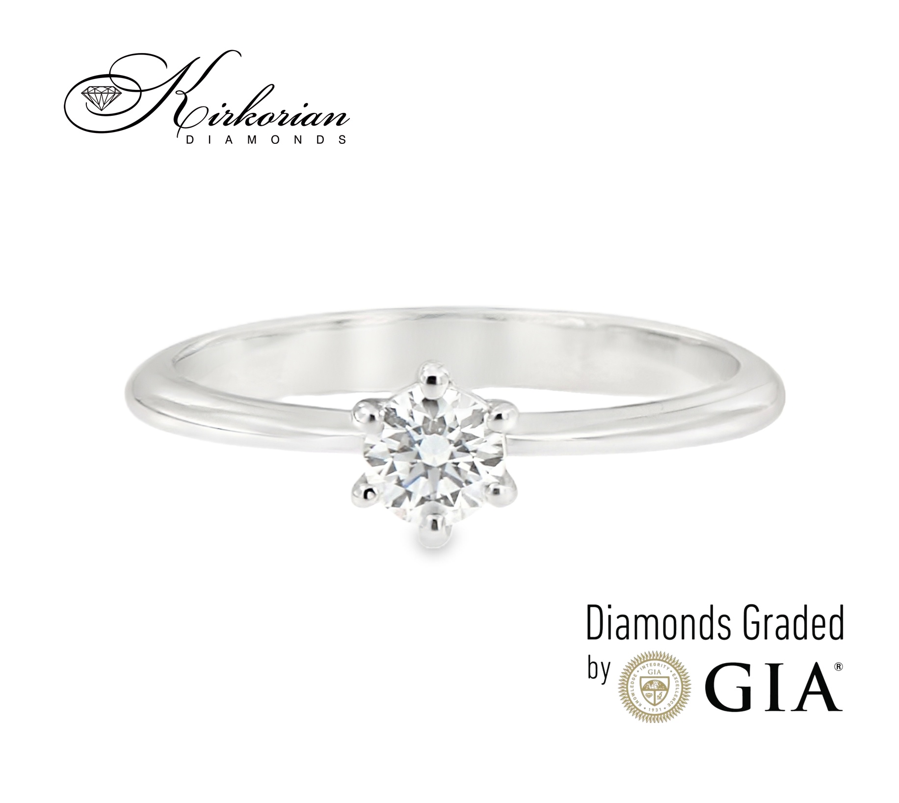 Годежен пръстен от бяло злато 14К с диамант 0.27 ct GIA – топ цена и сертификат