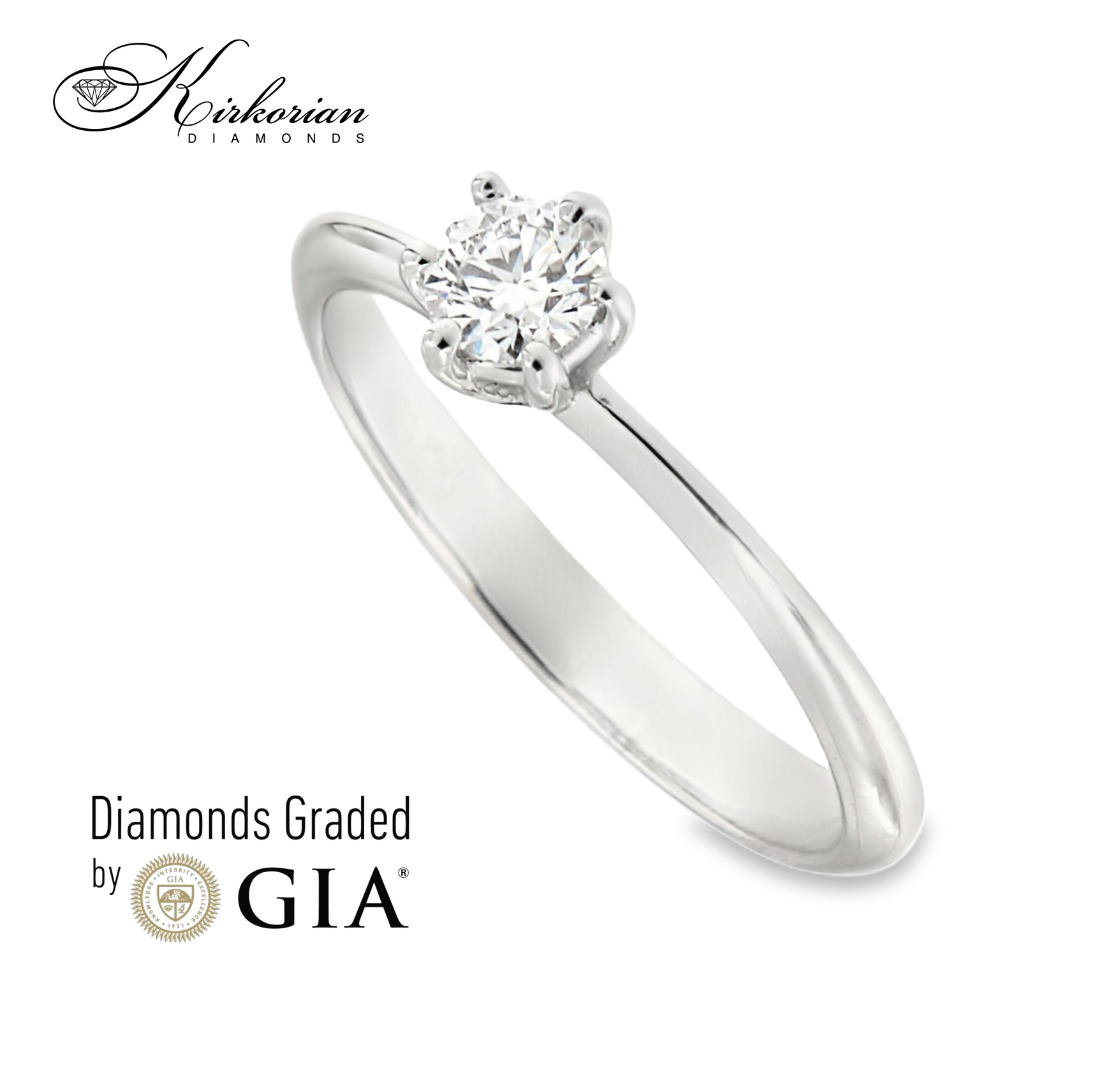 Годежен пръстен от бяло злато 14К с диамант 0.27 ct GIA – топ цена и сертификат