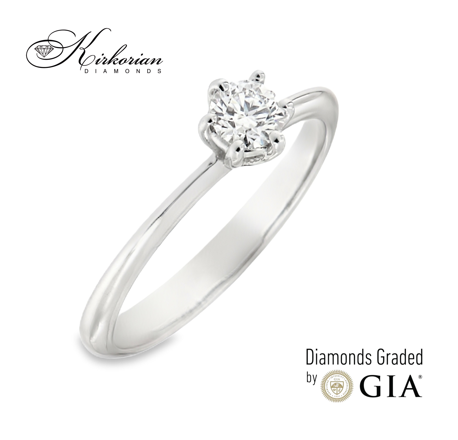 Годежен пръстен от бяло злато 14К с диамант 0.27 ct GIA – топ цена и сертификат
