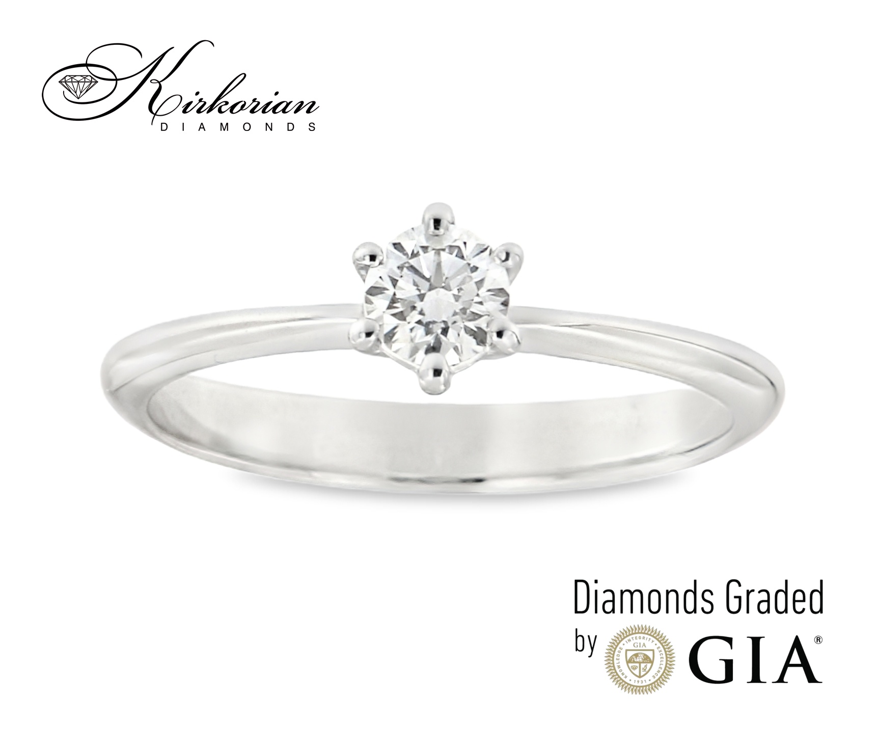 Годежен пръстен от бяло злато 14К с диамант 0.27 ct GIA – топ цена и сертификат