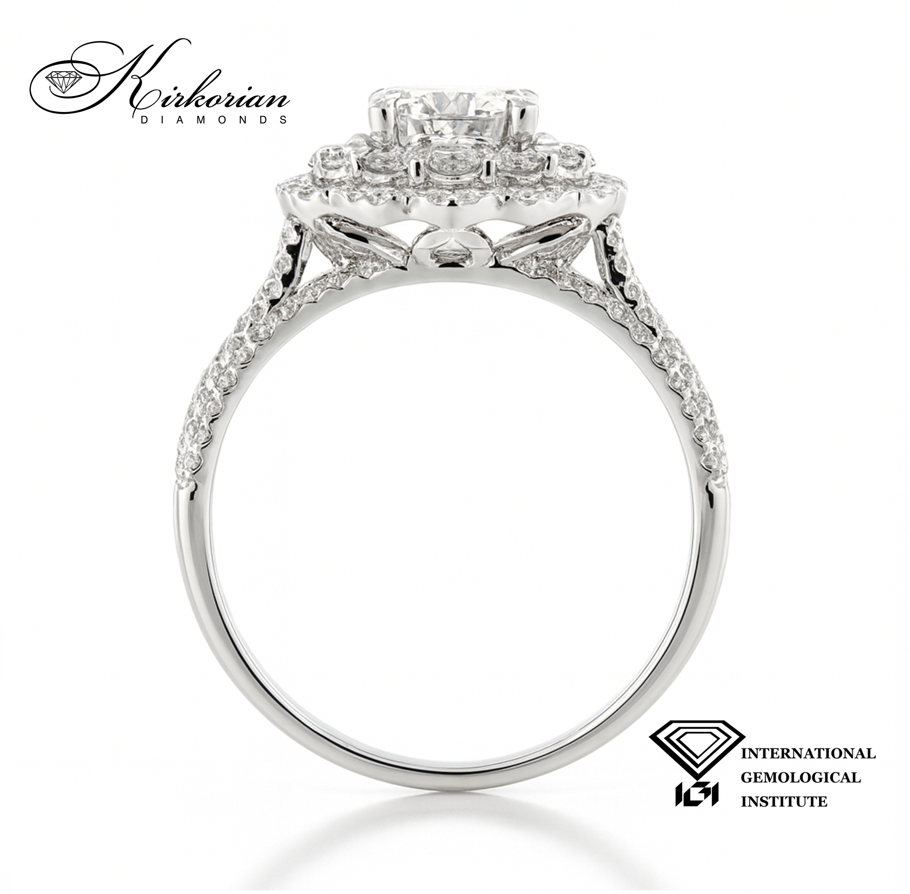 Годежен пръстен от бяло злато 18К с диаманти 1.74 ct IGI – лукс и съвършенство от Kirkorian Diamonds