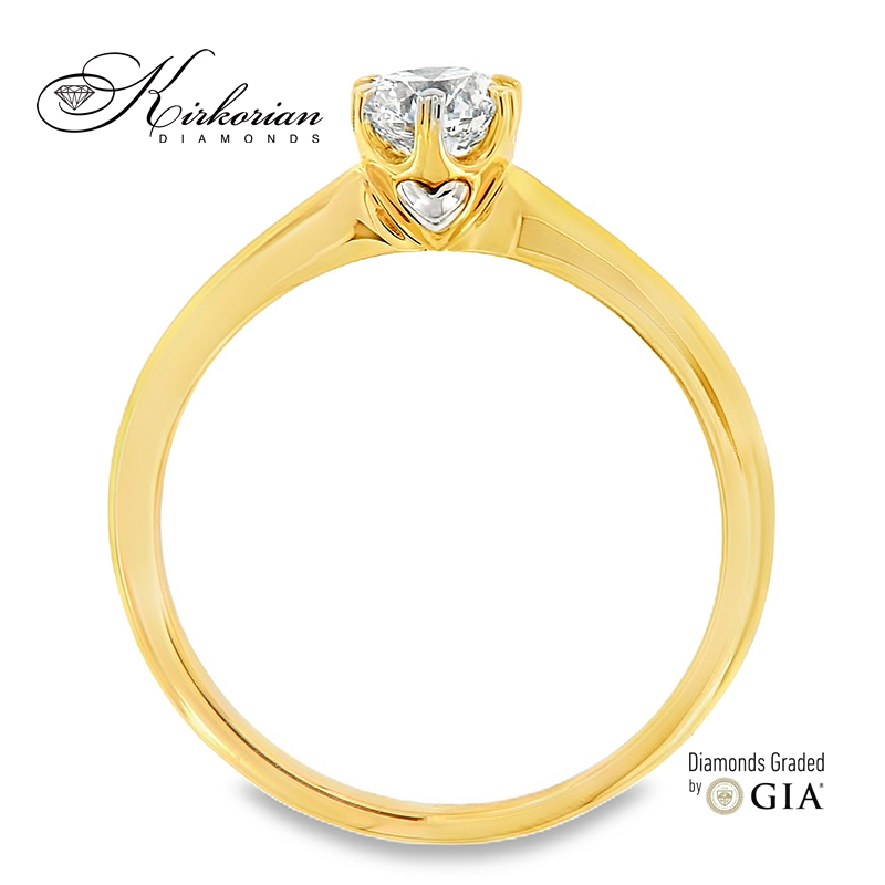 Годежен пръстен M105 – Жълто злато 18k с диамант 0.50ct GIA, сърце в короната Годежен пръстен M105 – Жълто злато 18k с диамант 0.50ct GIA, сърце в короната