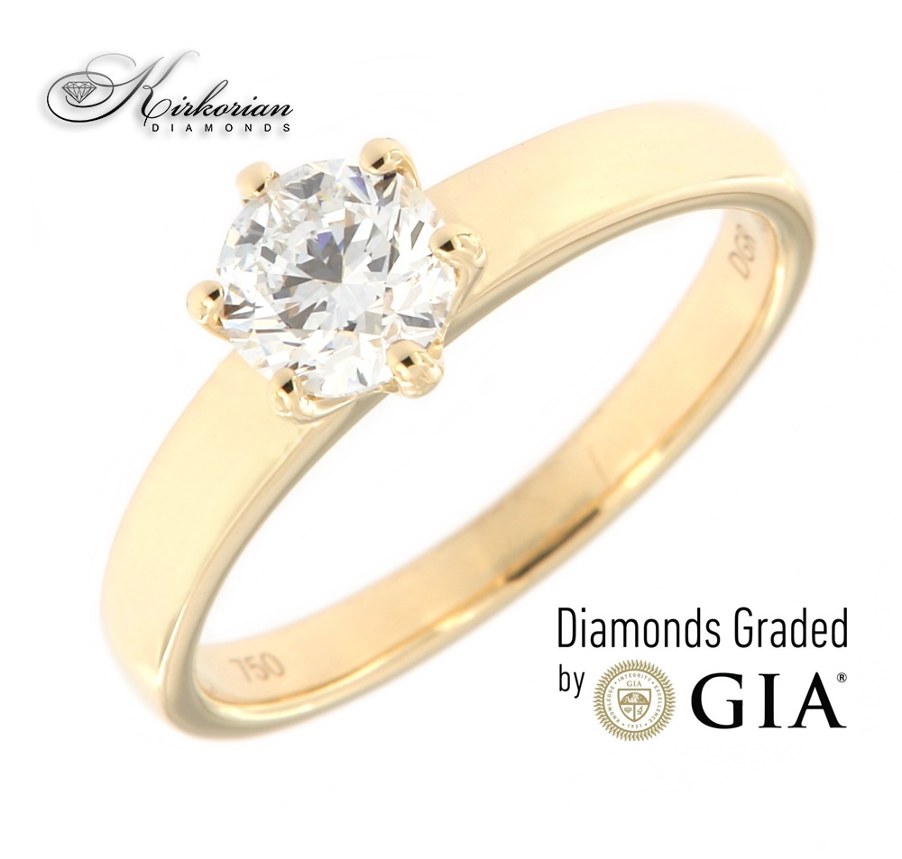 Годежен пръстен жълто злато 18к. диамант 0.70 карата GIA сертификат код:M107
