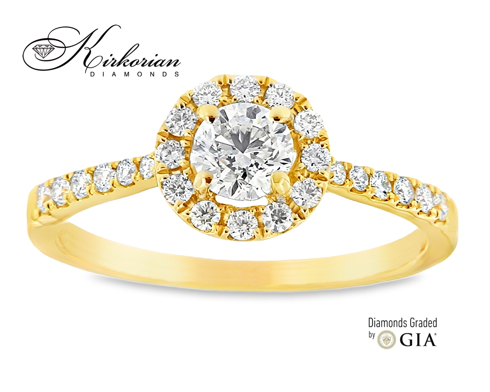 Луксозен годежен пръстен от жълто злато 18k с диамант 0.66ct GIA | Код M109