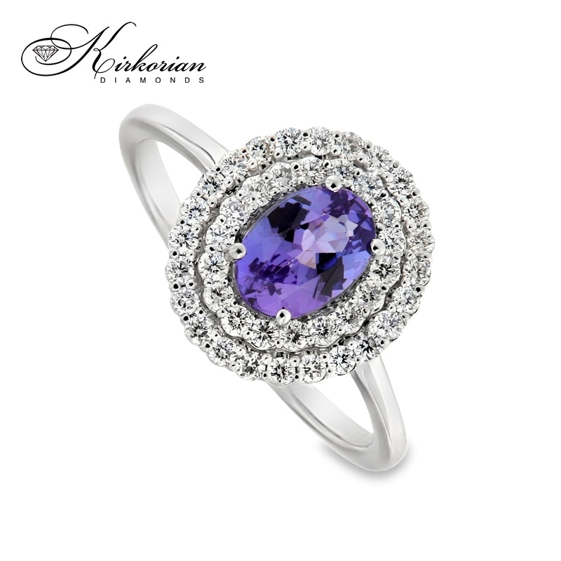 Пръстен от бяло злато 18k с танзанит 0.80ct и диаманти 0.41ct – R125513 