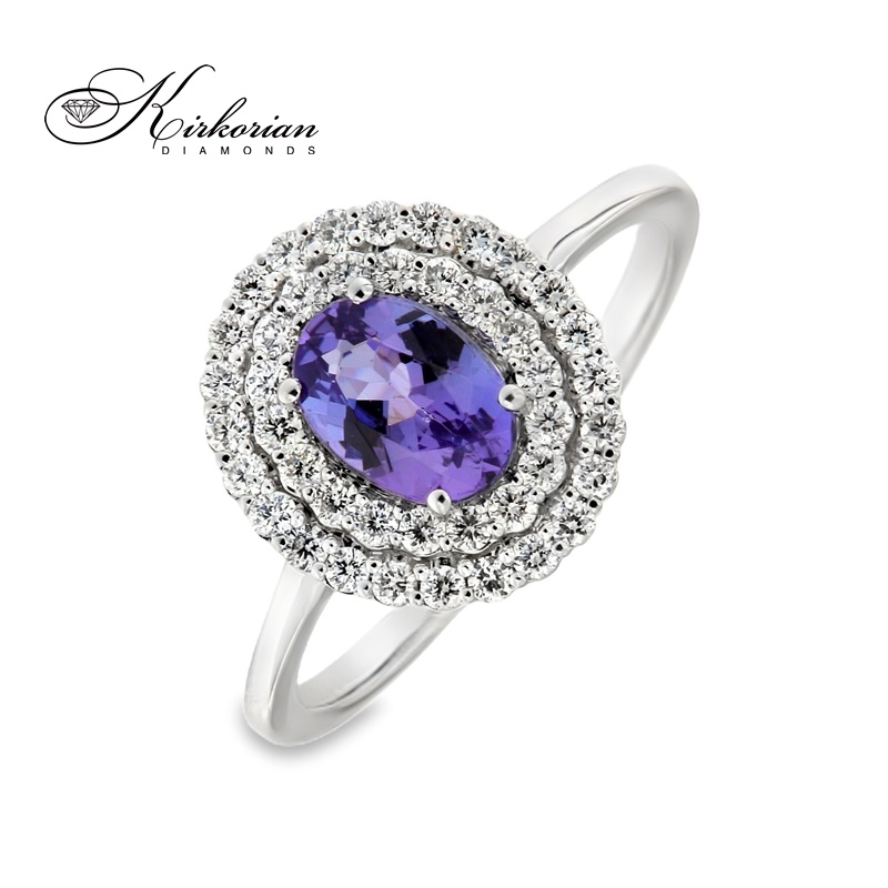 Пръстен от бяло злато 18k с танзанит 0.80ct и диаманти 0.41ct – R125513 