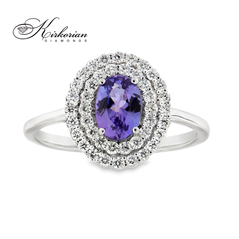 Пръстен от бяло злато 18k с танзанит 0.80ct и диаманти 0.41ct – R125513 