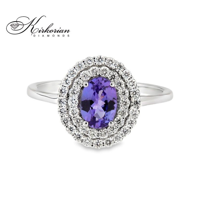 Пръстен от бяло злато 18k с танзанит 0.80ct и диаманти 0.41ct – R125513 