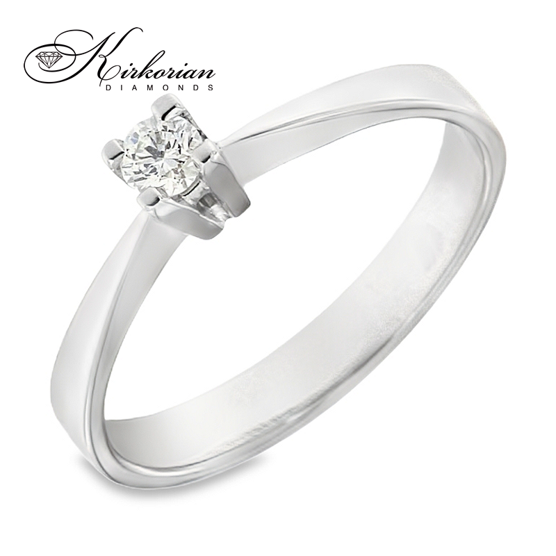 Годежен пръстен от бяло злато 14К с диамант 0.10 ct – код R1470