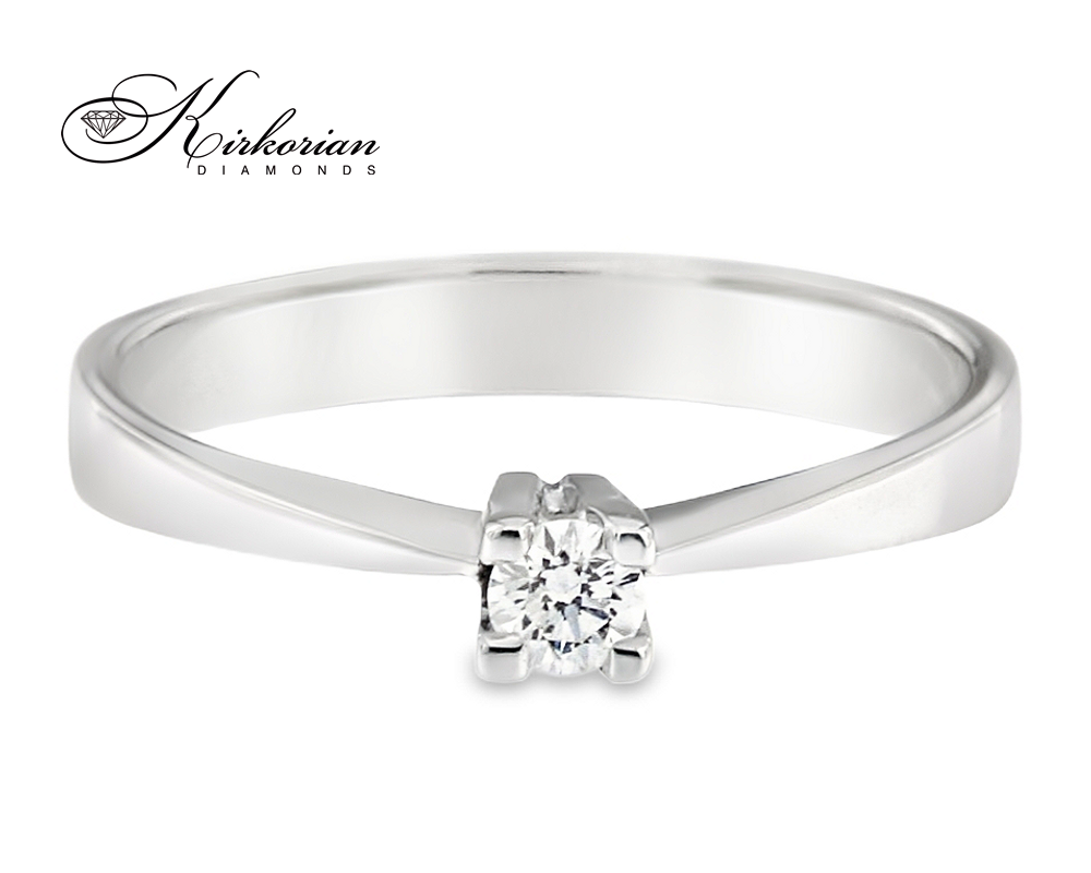 Годежен пръстен от бяло злато 14К с диамант 0.10 ct – код R1470