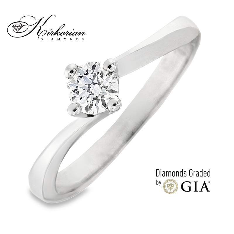 Годежен пръстен от бяло злато 14к с диамант 0.30ct – GIA сертификат – код R1471R