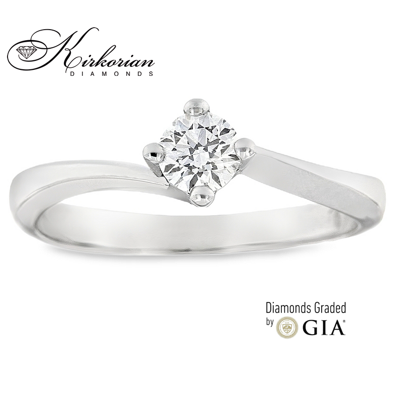 Годежен пръстен от бяло злато 14к с диамант 0.30ct – GIA сертификат – код R1471R