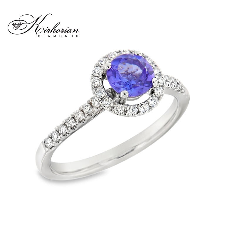 Пръстен с танзанит 0.55ct и диаманти 0.31ct бяло злато 18k – модел RG026536A