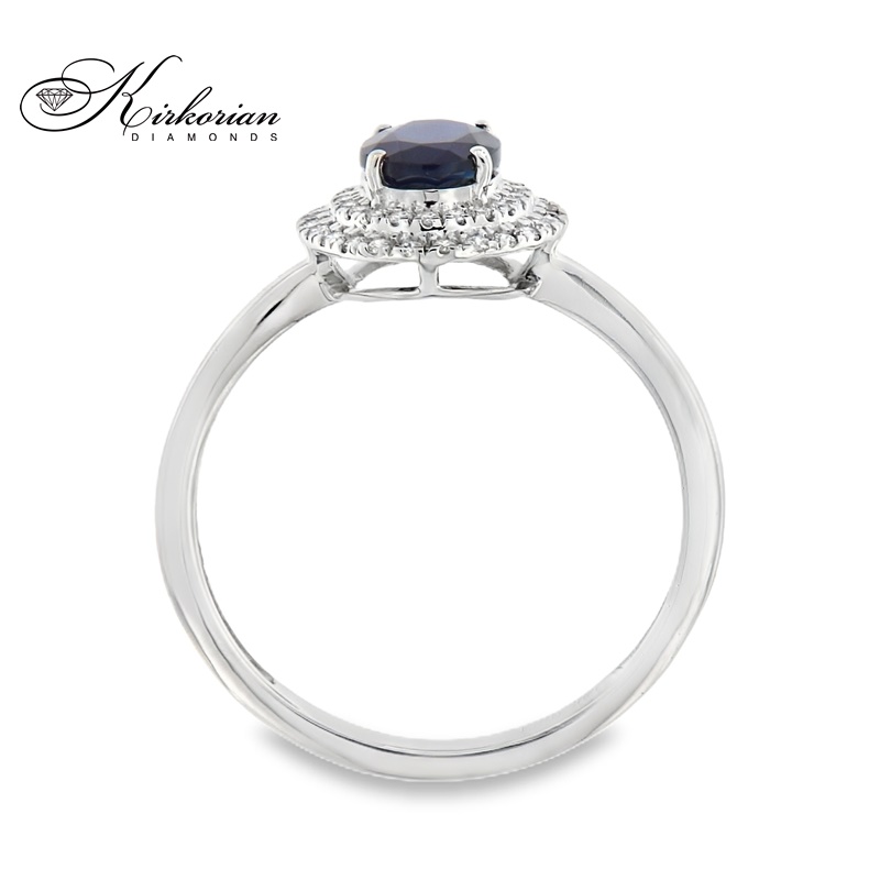 Пръстен от бяло злато 18к със сапфир 1.05ct и диаманти 0.21ct – код RG043040