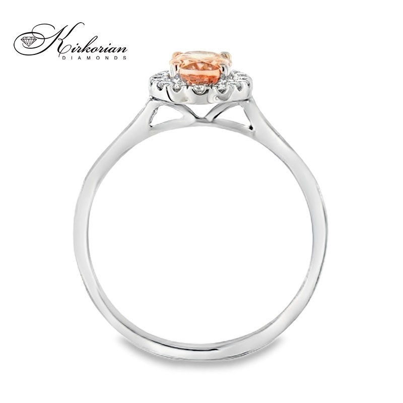 Пръстен с морганит 0.80 ct и диаманти 0.16 ct от бяло злато 18К – модел RG044436