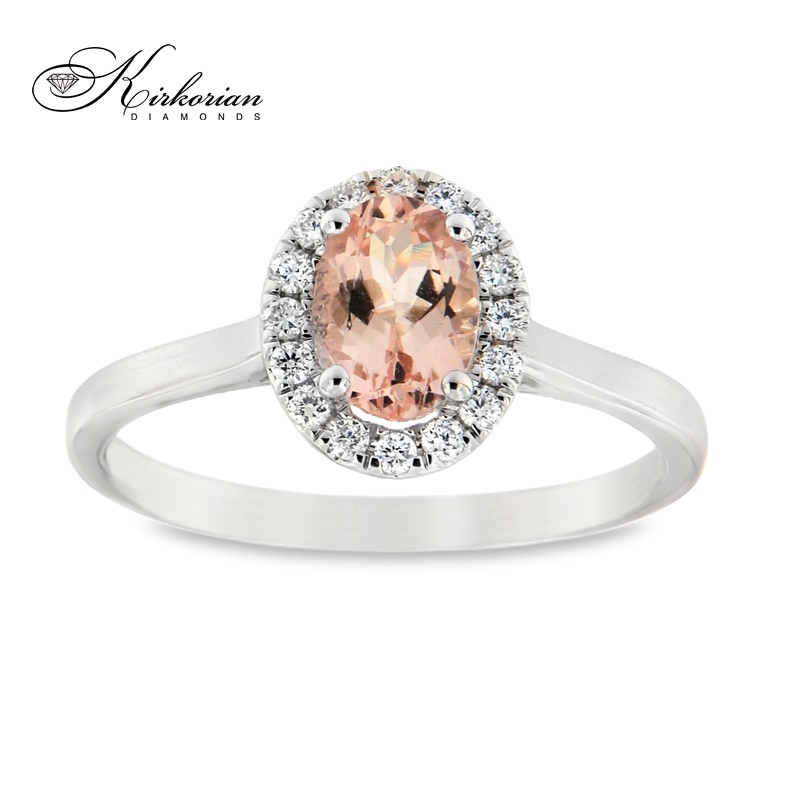 Пръстен с морганит 0.80 ct и диаманти 0.16 ct от бяло злато 18К – модел RG044436