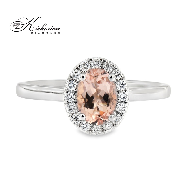 Пръстен с морганит 0.80 ct и диаманти 0.16 ct от бяло злато 18К – модел RG044436