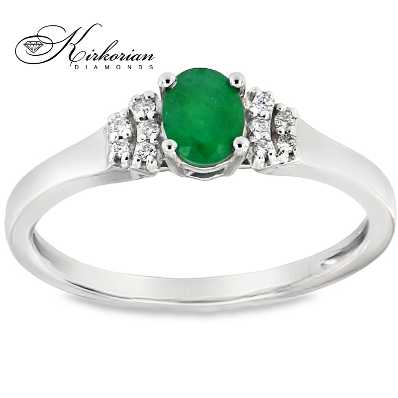 Годежен пръстен от бяло злато 18К със смарагд 0.34 ct и диаманти 0.04 ct – код RN1
