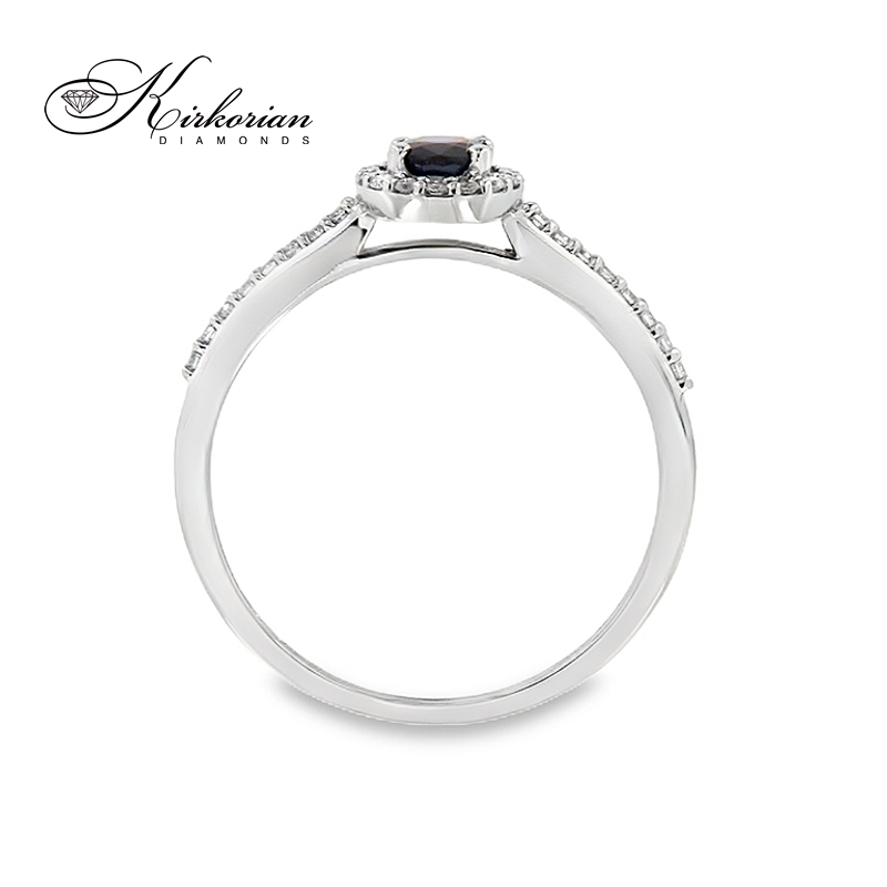 Годежен пръстен от бяло злато 18К със сапфир и диаманти 0.11 ct – модел RN113