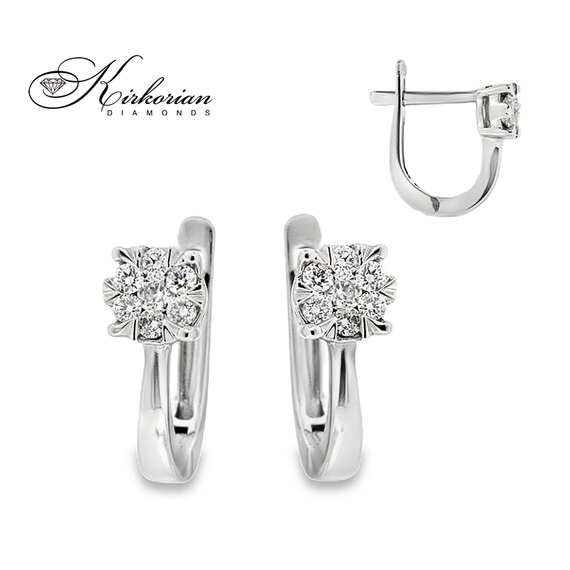 Обеци от бяло злато 14К с диаманти 0.22 ct G-H SI – елегантен модел RN115 с луксозна кутия и сертификат