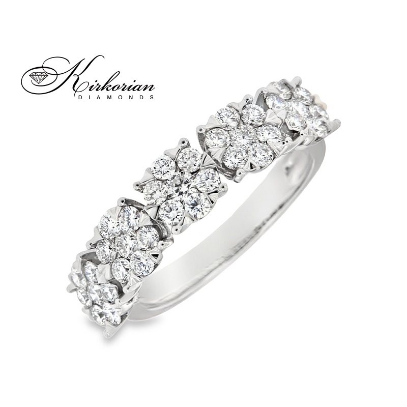 Модерен пръстен халка от бяло злато 14k с диаманти 1.00ct – модел RN139