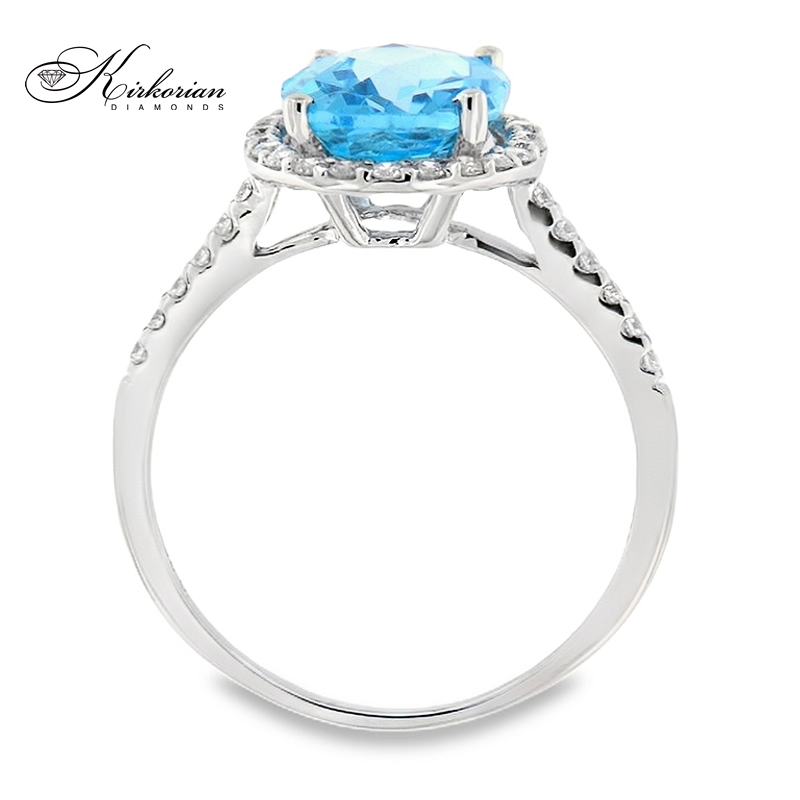 Годежен пръстен с топаз 2.65 ct и диаманти 0.25 ct от бяло злато 14К – модел RN155
