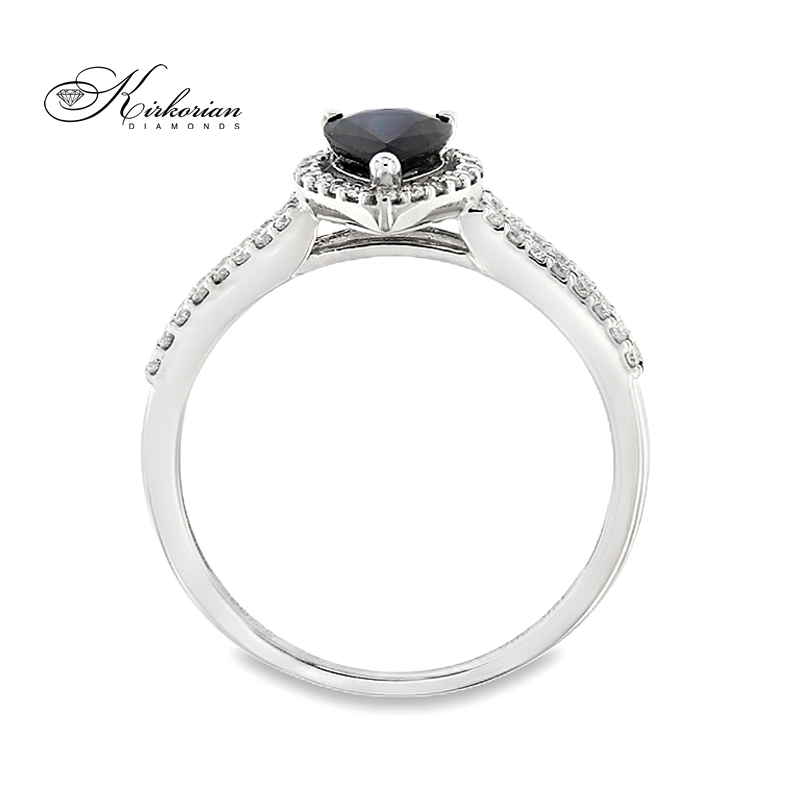 Годежен пръстен със сапфир 0.79 ct и диаманти 0.20 ct от бяло злато 18К – модел RN180