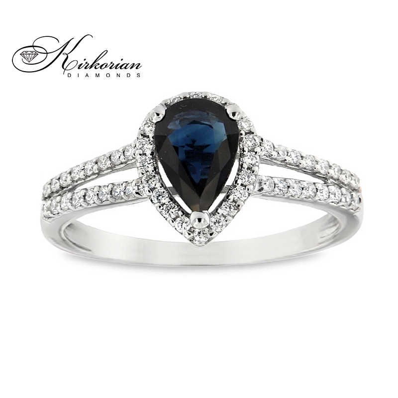 Годежен пръстен със сапфир 0.79 ct и диаманти 0.20 ct от бяло злато 18К – модел RN180