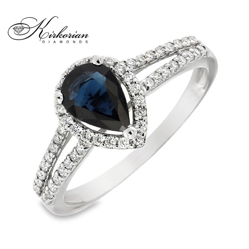 Годежен пръстен със сапфир 0.79 ct и диаманти 0.20 ct от бяло злато 18К – модел RN180