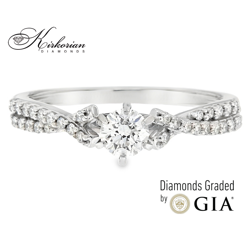 Годежен пръстен с диамант 0.46ct GIA бяло злато 18k – модел RN181B