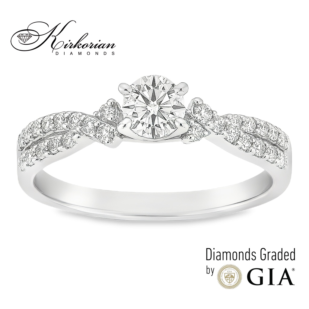 Годежен пръстен с диамант 0.46ct GIA бяло злато 18k – модел RN181B