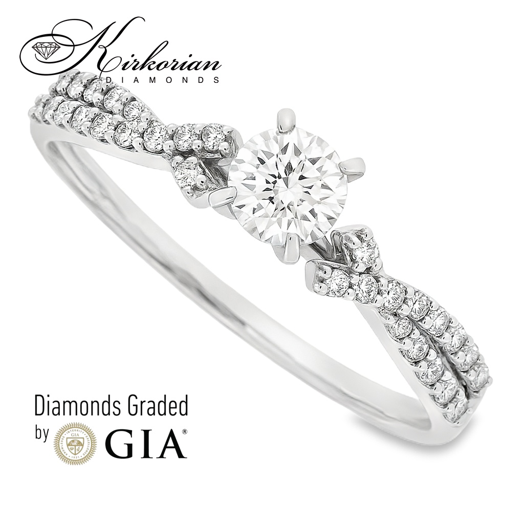 Годежен пръстен с диамант 0.46ct GIA бяло злато 18k – модел RN181B