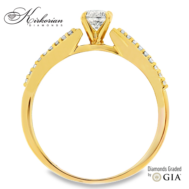 Годежен пръстен с диамант 0.36ct GIA жълто злато 18k – модел RN185A