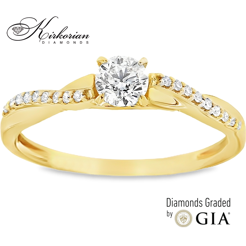 Годежен пръстен с диамант 0.36ct GIA жълто злато 18k – модел RN185A