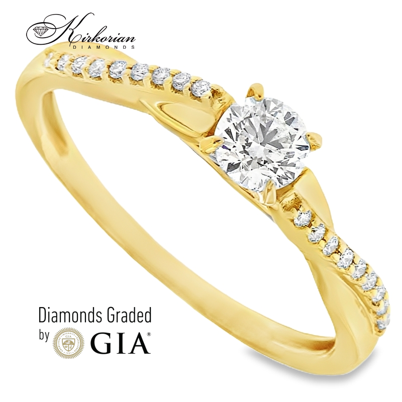 Годежен пръстен с диамант 0.36ct GIA жълто злато 18k – модел RN185A