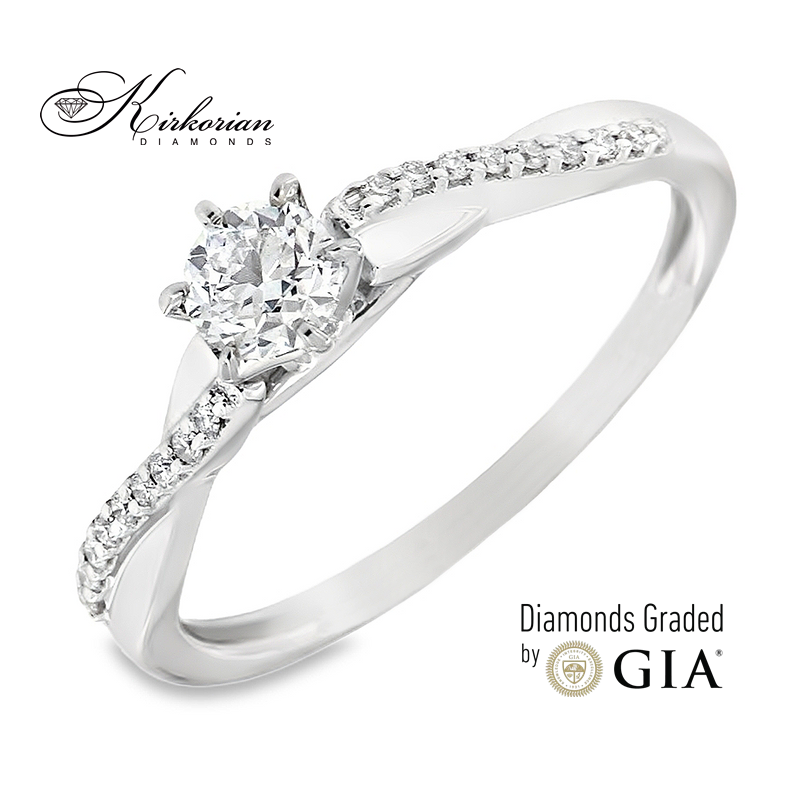 Годежен пръстен с диамант 0.36ct GIA бяло злато 18k RN185B