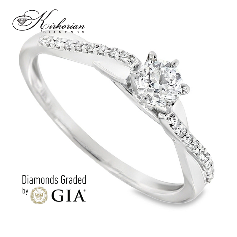 Годежен пръстен с диамант 0.36ct GIA бяло злато 18k RN185B