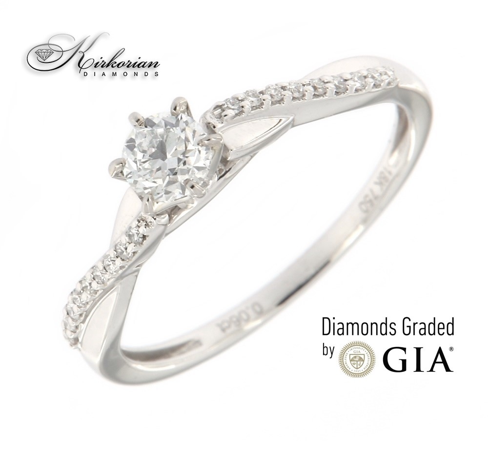 Годежен пръстен бяло злато 18к. GIA сертификат диаманти 0.36 карата код:RN185B