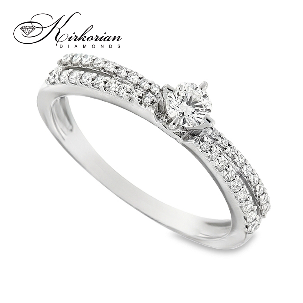 Годежен пръстен с диаманти 0.34 ct от бяло злато 14К – модел RN188
